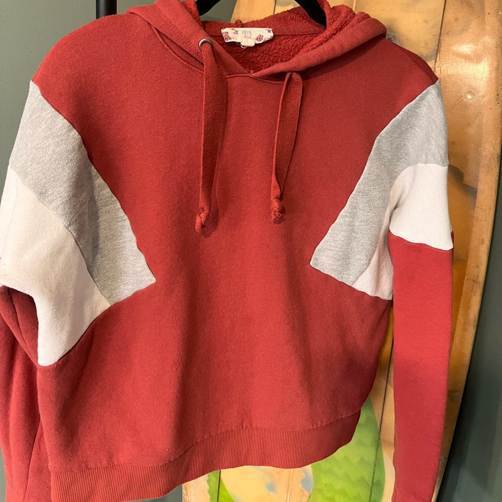 Hippie Rose Colorblock Hoodie.
